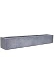 VIVANNO Blumenkasten Balkonkasten Pflanzkasten Fiberglas FLOBO Beton-Optik grau - 15x100x17 cm