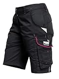 PUMA Workwear Precision X Arbeitshorts - Premium Shorts für Damen, mit vielen Taschen und Reflektoren - für Handwerk, Produktion und Baugewerbe - Schwarz/Pink - Gr. 38