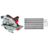 Einhell 4331005 TE-CS 190/1 Handkreissäge, Rot, Schwarz + Führungsschiene (passend für alle Einhell Akku-Handkreissägen und Einhell Expert-Handkreissägen, 2x1000 mm, für Schnitte von 45° bis 90°)