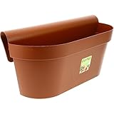 Geländerkasten Balkon mit Wasserspeicher Blumentopf Zaun Blumenkasten Geländer Balkontopf Balkonkasten Terracotta Außenbereich 49 x 21 x 23 (H) cm