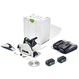 Festool Akku-Tauchsäge TSC 55 5,0 KEBI-Plus/XL (mit Akkupacks, Schnellladegerät, Kreissägeblatt, Splitterschutz, Sichtfenster, Staubfangbeutel, Innensechskantschlüssel), im Systainer