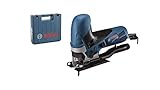 Bosch Professional Stichsäge GST 90 E (Leistung 650 Watt, 1x Sägeblatt, Absaug-Set, Spanreißschutz, Schnitttiefe in Holz: 90 mm, Handwerkoffer)