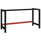 vidaXL Werkbankgestell Metallgestell Werkbank Gestell Werkstatttisch Arbeitstisch Werktisch Packtisch Tischgestell Metall 150x57x79cm Schwarz Rot