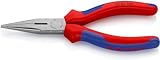 Knipex Flachrundzange mit Schneide (Radiozange) schwarz atramentiert, mit Mehrkomponenten-Hüllen 160 mm 25 02 160