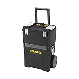 Stanley Rollende Werkstatt (47,3 x 30,2 x 62,7 cm, zwei separat verwendbare Werkzeugboxen, robuster Kunststoff, zwei Einheiten, Metallschließen, Organizer) 1-93-968