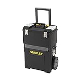 Stanley Rollende Werkstatt (47,3 x 30,2 x 62,7 cm, zwei separat verwendbare Werkzeugboxen, robuster Kunststoff, zwei Einheiten, Metallschließen, Organizer) 1-93-968