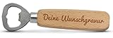 GRAVURZEILE personalisierter Flaschenöffner aus Holz mit Gravur - Personalisiert mit Name oder Text - Stabiler Griff - Geeignet für Bierflaschen als traditioneller Bieröffner - Geschenke für Männer