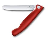 Victorinox Swiss Classic Faltbares Gemüsemesser, Für Picknick, Camping, Extra Scharfe Klinge, Gerader Schliff, Rot