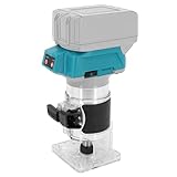 Weytoll Akku Kantenfräse, Brushless Akku Oberfräse für Makita 18V, 600W Hartmetall Fräser 6,35 mm (ohne Akku), mit LED-Licht und Transparente Basis, Einhand Oberfräsen für die Holzbearbeitung