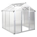 Gegaden Gewächshaus Aluminium für den Garten |Mit 8 cm dickeres Fundament| 182*190*195 cm | Vielseitig nutzbar als Treibhaus Gartenhaus winterfest Aufzucht Tomatenhaus Frühbeet und Pflanzenhaus silber