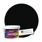 WALLCOVER hochwertige Wandfarbe für Innen | Schwarz, Tiefschwarz, New Black Beauty, Matt | 1L für 8m² | Hochdeckende matte Innenfarbe (Klasse 1) | Profi Qualität aus Deutschland