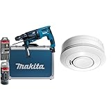 Makita HR2631FT13 Kombihammer für SDS-PLUS 26 mm im Alukoffer & Ei Electronics Ei650 Rauchwarnmelder, Rauchmelder, Stand-Alone-Gerät mit Batterie für 10 Jahre, Testsieger Stiftung Warentest, weiß