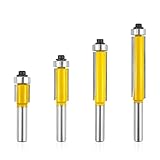 4 Stück Bündigfräser Kugellager Oben, Fräser für Oberfräse 8mm, bündigfräser 8mm, Fräser Set Kanten Kopierfräser mit Kugellager, Nutfräser für Zimmerei Fasen Holzbearbeitung Trimmen