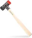 Wiha Schonhammer Safety mittelweich und hart (26611) I Gummihammer mit hochwertigem Hickory Holzstiel I Rund-Schlagkopf 30mm