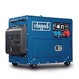 Scheppach Diesel Stromerzeuger | Elektrostart | 7,7PS | 5000W | 2x 230V, 1x 400V Steckdose | 16L Tank | AVR System | Stromgenerator SG5200D inkl. Fahrvorrichtung