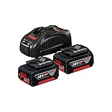 Bosch Professional 18V System Akku Starter-Set: 2x GBA 18V 5.0Ah Akku + Schnellladegerät GAL 1880 CV