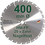 HM Sägeblatt 400 x 30 mm NAGELFEST FF Hartmetall FSP Kreissägeblatt 400mm für Bauholz Brennholz Schalholz Leimholz zum Sägen mit Wippsäge Tischkreissäge Kreissäge Kappsäge Brennholzsäge Tischsäge