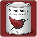 Berico Metallfarbe - Schwedenrot - 0,7 Kg - 3in1 Premium Metallschutzlack - Direkt auf Rost - Für Stahl, Zink, Aluminium und Eisen