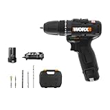 WORX WX121 Akku-Schlagbohrschrauber 12V – starke bürstenloser Akkubohrschrauber Set – 2-Gang-Getriebe bis zu 38Nm – leicht & kompakt – Leerlauf 0-450/0-1700 rpm – mit Akku, Ladegerät & Koffer