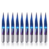 SainSmart Genmitsu 10Pcs Nano Blue Coat Gravierstichel, 15 Grad 0,1 mm Spitze 1/8'Schaft CNC Fräser Satz, Konisches V-Bit