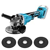 Akku Winkelschleifer für Makita Akku 18V, kabelloser Schleifer mit bürstenlosem Motor,Scheibenschutz,125mm Durchmesser,3 Geschwindigkeit 7500 RPM für Schneiden Schleifen (mit Schneidemesser)