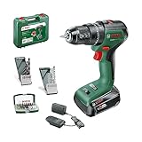 Bosch Akku Schlagbohrschrauber UniversalImpact 18V-60 (Bohren und Schrauben in Holz und Metall oder Schlagbohren in Mauerwerk; 42 Bohrer; 2,0Ah Akku; 18 Volt System; im Koffer) – Amazon Edition