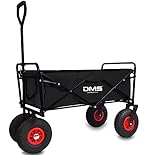 DMS® Bollerwagen Transportwagen Gartenwagen Gerätewagen Handwagen Luftbereifung Profilräder Transportkarre Gartenanhänger Ladekapazität ca. 120Kg Faltbar BW-04 (Schwarz)