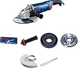 Bosch Professional Winkelschleifer GWS 24-230 JZ (2.400 Watt, inkl. Anti-Vibrations-Zusatzhandgriff, Aufnahmeflansch, Spannmutter, Schutzhaube, Zweilochschlüssel, Karton), Blue