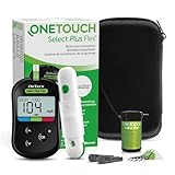 OneTouch Select Plus Flex(R) Blutzucker-Messgerät (mg/dl) I Diabetes-Testset (Zucker-Krankheit) I 1 Blutzucker-Messgerät + 10 Teststreifen + 1 Stechhilfe + 10 Lanzetten im Etui (inkl. Batterien)