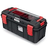 Kistenberg Werkzeugkiste Werkzeugkoffer Werkzeugkasten Werkstattkiste Toolbox Organizer im Deckel mit Boxen und Trennwänden, wasser- /staubdicht, Kunststoff S-Block Pro Abmessungen: 650 x 280 x 280 mm