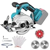 Bürstenlose Mini-Kreissäge, Handkreissäge kompatibel für Makita 18V Akku mit 3 Sägeblättern, 8000RPM Einstellbarer Schnittwinkel & Tiefe, Multifunktionssäge für Holz Kunststoff Metall (ohne Akku)