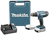 Makita DF488D002 Akku-Bohrschrauber 18V 1.5Ah Li-Ion inkl. 2. Akku, inkl. Ladegerät, inkl. Koffer Batteriebetrieben