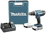 Makita DF488D002 Akku-Bohrschrauber 18V 1.5Ah Li-Ion inkl. 2. Akku, inkl. Ladegerät, inkl. Koffer Batteriebetrieben