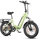 ESKUTE E Bike Star, Klapprad Elektrofahrrad mit 20 Zoll Fat Tire, 65Nm 250W Motor, Aluminium-Leichtbau, Reichweite bis zu 100 km, 7 Gang Getriebe Ebike Herren Damen für MTB, Strand & Schnee, Grün