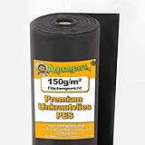 Aquagart Unkrautvlies schwarz PES - 150g I Unkrautschutzfolie für Garten & Hochbeet I Gartenvlies & Unkrautsperre I Wasserdurchlässige Unkrautfolie & Robustes Schutzvlies 20m lang - 1m breit