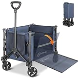 Homecall Bollerwagen Faltbar Bis 100KG Strandwagen Handwagen mit Reflektorstreifen, Verstellbarem Griff Gartenwagen Strandwagen - Faltbarer Bollerwagen Für Hunde (Klein),Einkaufen,Camping,Transport