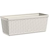 Emsa 515021 Casa Mesh Blumenkasten für den Balkon, Länge: 50 cm, Selbstbewässerungssystem, weiß