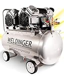 WELDINGER Flüsterkompressor FK380 Alu pro Digitaldisplay 3000 W Leistung Druckbereich 3-12 bar 50 l Aluminiumtank Gewicht nur 32 kg 5 Jahre Garantie