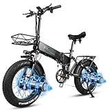 Skivogr 20' Klapprad E Bike mit Doppelmotor, 4.0 Reifen Faltbar Elektro Fatbike, 48V 18Ah E-Bike Erwachsene, E Fahrrad Fully Herren Damen, Hydraulische Scheibenbremsen