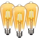 NUODIFAN Edison Vintage Glühbirne, 3 Stück Edison LED Lampe Warmweiß E27 Retro Glühbirne Ideal für Nostalgie und Retro Beleuchtung im Haus Café Bar usw