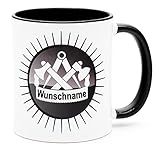 Zimmermann Tasse mit Namen personalisierte Zimmerer Kaffeetasse Becher Geschenk zum Geburtstag Abschied Geschenkidee für Ausbildung Abschluss Meister Gesellen Prüfung Arbeitskollegen Zunftzeichen