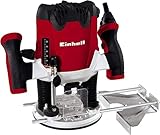 Einhell Oberfräse TE-RO 1255 E (1200 W, Spannzange Ø 6 und 8 mm, 55 mm Hubhöhe, elektronische Drehzahlregulierung, Spindelarretierung, einfacher Werkzeugwechsel) Rot/Schwarz