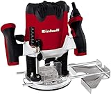 Einhell Oberfräse TE-RO 1255 E (1200 W, Spannzange Ø 6 und 8 mm, 55 mm Hubhöhe, elektronische Drehzahlregulierung, Spindelarretierung, einfacher Werkzeugwechsel) Rot/Schwarz