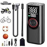 Swetfela Elektrische Luftpumpe für Auto Reifen, 5 Modi Mini Akku Luftpumpe für Fahrrad E Bike Moto, 6000mAh Powerbank Kompressor Luftpumpe mit Digital LCD Manometer, Mobile Elektrisch Fahrradpumpe