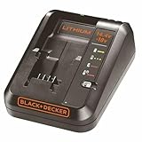 Black+Decker Multivolt-Schnell-Ladegerät BDC1A (einsetzbar für alle Black+Decker 14,4 Volt und 18 Volt Li-Ionen-Akkus, 1 Ampere Ladestrom, mit Ladezustandsanzeige)