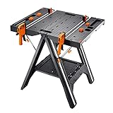 WORX PEGASUS WX051 mobile multifunktionale Werkbank - hochwertiger Arbeitstisch klappbar für die Werkstatt, max. Belastung 450kg – inkl. Schnellklemmvorrichtung – hohe Stabilität & große Arbeitsfläche