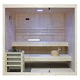 HORI® Moderne Sauna Heimsauna inkl. Ofen & Saunasteine | 6 kW Ofen I 4-5 Personen