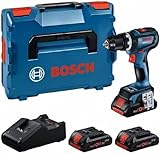 Bosch Professional 18V System Akku Schlagbohrmaschine GSB 18V-90 C (2.100 min⁻¹, bürstenloser Motor, inkl. 3x 4.0Ah ProCORE Akku, Schnellladegerät GAL 18V-40, L-BOXX)