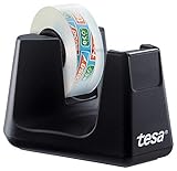 tesa Easy Cut SMART Klebebandabroller für Tische / Kompakter Tischabroller mit Anti-Rutsch-Technologie für Klebefilm, inkl 1 Rolle tesafilm Eco & Clear
