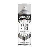 JENOLITE Directorust Sprühfarbe, gehämmert, Weiß, für verschiedene Oberflächen, All-in-One-Grundierung, Unterlack und Decklack, direkt auf Rost auftragen, 400 ml